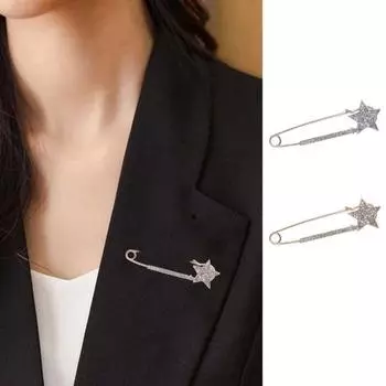 Гальванический звездный декор, костюм, блестящая булавка, инкрустированная стразами, брошь, темпераментный шарф с пряжкой, наряд, аксессуары для пальто золотистый