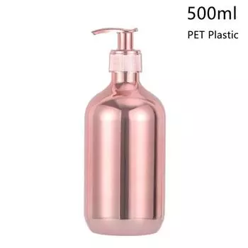 Гальваническое покрытие Бутылка для шампуня ПЭТ Нажимной тип Лосьон Пустая бутылка Ванная Гель для душа Большой емкости Дозатор для мыла 500ML-Rose gold