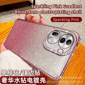 Гальваническое покрытие с блестками, роскошные стразы, подходящие для мобильного телефона oppoReno11, чехол vivoS18, алмазный 9, противоударный 10, защитный чехол OPPO-RENO10 domestic