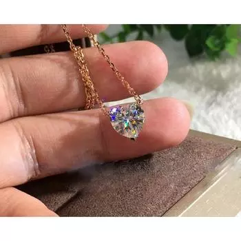 Гальваническое розовое золото, белый муассанит, сердце любви, 3 карата, имитация бриллианта, свежая простая цепочка на ключицу