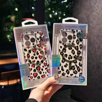 Гальванизированная леопардовая лента для упаковки iPhone16promax Магнитный чехол Imd Большое отверстие Apple 15p Чехол для мобильного телефона 14 16