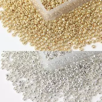 Гальванизированные золотые и серебряные рисовые бусины для самодельных украшений: Бусины ручной работы для вышивки крестом, браслетов, ожерелий, заколок