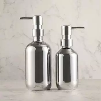 Гальванизированный дозатор мыла, многоразовый контейнер для мытья рук, современный стиль, бутылка для лосьона, туалетная комната 300ml серебряный