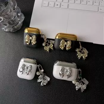 Гальванизированный галстук-бабочка Мягкий чехол для AirPods 1 2 3rd Новые Bluetooth-наушники для AirPods Pro Зарядная коробка Сумка Airpods 3