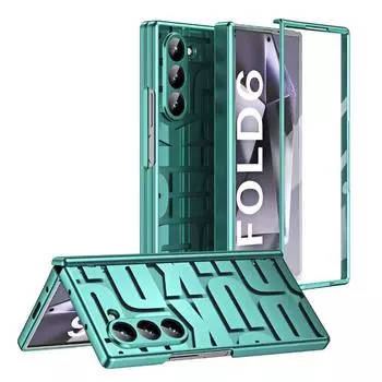 Гальванизированный прозрачный чехол для телефона Samsung Galaxy Z Fold 6 5 4 3 Fold6 Fold5 Fold4 Fold3 5G Hard Shell Hinge Protection Cover Galaxy Z Fold3 синий