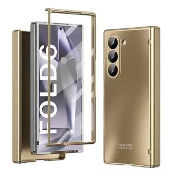 Гальванизированный жесткий чехол для телефона Samsung Galaxy Z Fold 6 5 4 3 Fold6 Fold5 Fold4 Fold3 защита шарнира противоударный чехол Galaxy Z Fold3 розовый