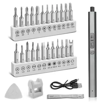 Galacok 30 in 1 Electric Screwdriver Set Precision Power Tool 2 Torque Settings with Magnetic Bit for Phone Watch Camera Glasses