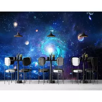 Галактика Вселенная обои потолок звездное небо фреска спальня гостиная ТВ фон большая настенная роспись 200 cm(W) x 140 cm(H)