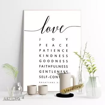 Галатам Плод Духа Библейский стих Цитата Плакат Христианское Писание Настенные художественные принты Картина на холсте Декор в гостиную 21cm30cm NoFrame