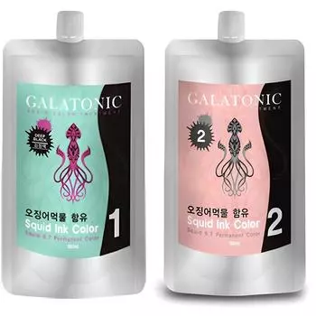 Galatonic Squid Ink Color No. 1 500ml + No. 2 500ml hair dye, 2N black, 1 set