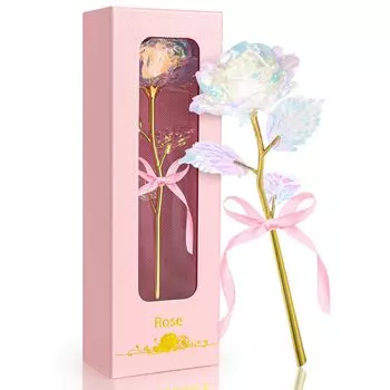 Galaxy Rose Зачарованный хрустальный цветок, Радужная роза Подарки для женщин, девушек, мам на Рождество, годовщину, день рождения, День матери