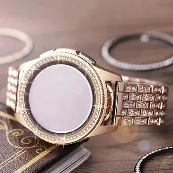 Galaxy Watch 4 Classic, ремешок 42 мм, 46 мм и бриллиантовый ободок для Samsung Watch3, 41 мм, 45 мм, металлический ремешок, браслет из нержавеющей стали