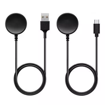Galaxy Watch 6 USB и зарядное устройство типа C для Galaxy Watch 5 Pro/3/4 Classic/Active 2 Active2 Зарядный кабель Watch6 Watch3 Watch5 USB-A чёрный