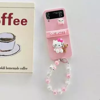 Galaxy Z Flip 5 4 3 Sanrio Cinnamoroll Figure Защитный чехол-ремешок A98, популярный персонаж в Корее