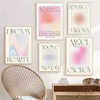 Галерея цветового градиента, абстрактная винтажная настенная живопись на холсте, постеры на скандинавскую тему и принты, настенные панно для декора гостиной 21cm30cm NoFrame