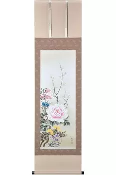 Галерея Hare no Machi, подвесной свиток Four Seasons Yamamura Kanpo, круглый год, цветы, Shakuzo, 44,5164 см
