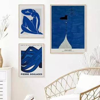 Галерея Стена Синий Художественный Плакат Сеул Абстрактное Обнаженное Украшение Средневековое Творчество 21cm30cm NoFrame