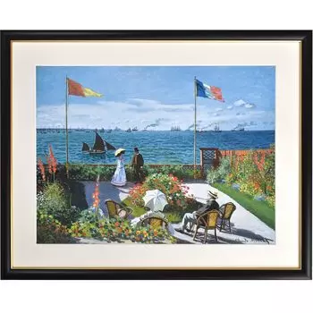 Галерея Sunny Town Картина в рамке Моне Санта F6 в рамке Клод Моне и крючок 52 x 42 см Terrace Adores [шнур включен]