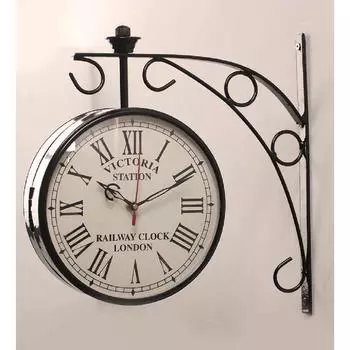 Галерея вариантов Лондон Винтаж Виктория Металлические двухсторонние аналоговые настенные часы с циферблатом