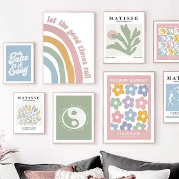 Галерея вырезок Матисса, скандинавские постеры и принты, абстрактные настенные картины на холсте, настенные картины для гостиной в пастельных тонах A4 21x30cm No Frame