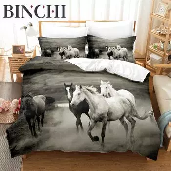 Комплект постельного белья Galloping Horse, комплект пододеяльников, постельное белье с 3D-печатью, комплект постельного белья размера Queen, модный дизайн EU single(135x200cm)