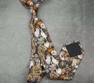 Галстук 8 см с персонализированным принтом, завязанный вручную One Size коричневый