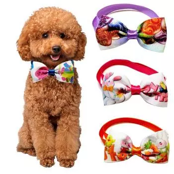 Галстук-бабочка для домашних животных, модное праздничное платье с принтом, пасхальная одежда для собак на шее, воротник, товары для домашних животных B