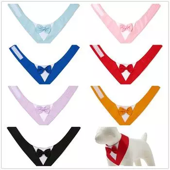 Галстук-бабочка для питомца, ошейник для собаки, смокинг, бандана, регулируемая, официальная, треугольная, для щенка, одежда для свадьбы, дня рождения, косплея, вечеринки XS чёрный