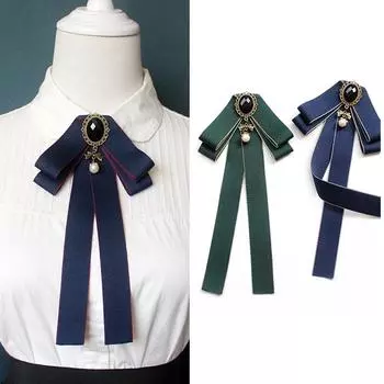 Галстук-бабочка из ленты для женщин, унисекс, броши из хрусталя и жемчуга для женщин, булавка для галстука, костюмы, аксессуары для воротника чёрный