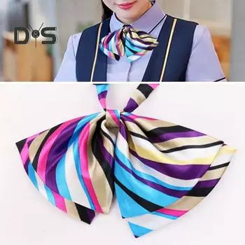 Галстук-бабочка в полоску с цветными блоками, двухслойный галстук-бабочка для банков, деловой костюм стюардесс, униформа, предварительно завязанный галстук-бабочка B