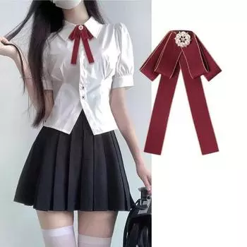 Галстук-бабочка в японском стиле для женщин, студенческая рубашка в стиле преппи, аксессуары JK