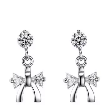 Галстук-бабочка высокого качества, 1 пара блестящих сережек-гвоздиков из циркония для женщин, винтажные свадебные украшения, стильный и элегантный модный подарок для девушки