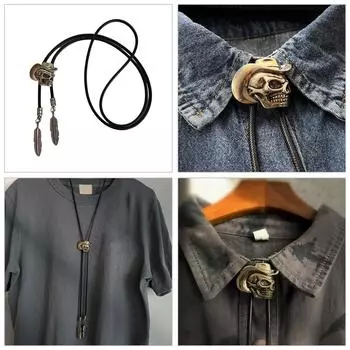 Галстук-боло в стиле вестерн для мужчин, взрослый, из искусственной кожи, регулируемое ожерелье, воротник, кулон, галстук-боло, ковбойский костюм, шейный платок