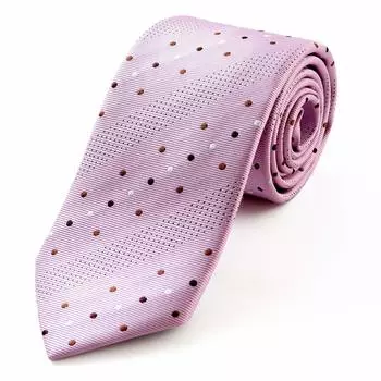 Галстук бренда Made in Jacquard Woven Dots Light [Michiko London], Япония, 100% шелк, плетение, узор, (Розовый)