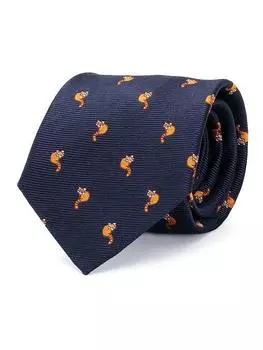 Галстук Colorata Red Panda x Navy Fine Pattern Silk Jacquard Animal Animal Gift Present [COLORATA] (145 8.5см / / / 100% / Плетение) /