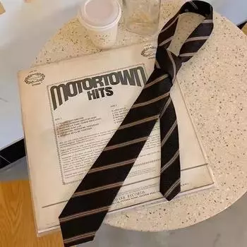 Галстук Jk Tie в кофейную полоску для девочек в японском стиле в стиле колледжа с принтом без галстука коричневого цвета