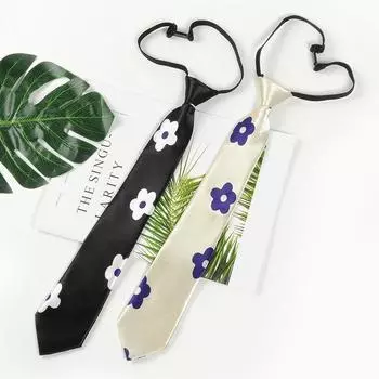 Галстук-рубашка с цветочным принтом в консервативном стиле, студентка, галстук JK чёрный