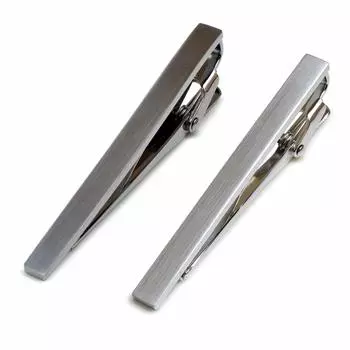 Галстук, сделанный из атласной крокодиловой кожи [Tabarat], булавка, мужской, Япония, латунь, готовая, (Серебристый/Черный Серебристый)