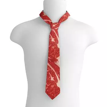 Галстук в стиле унисекс с мясным принтом, мужская забавная рубашка на свадьбу, вечеринку, Хэллоуин