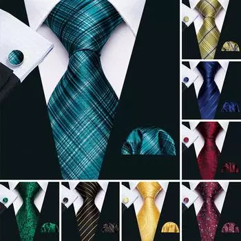 Галстуки Barry.Wang для мужчин, 8 стилей, галстук в полоску с цветочным принтом, носовые запонки для свадебных свиданий, бизнеса N-5511