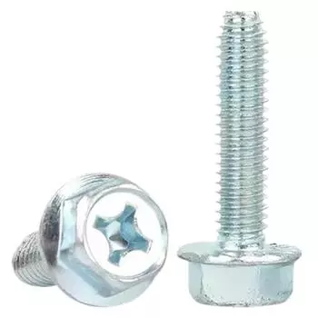 Galvanized Self-Locking Flange Screws, Triangular Toothed, Non-Slip, Cross Hexagon M4*8 (with teeth)