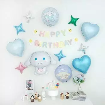 GAM Kuromi Cinnamoroll My Melody Sanrio Набор воздушных шаров для вечеринки по случаю дня рождения, 1 комплект, B Набор воздушных шаров из фольги Cinnamoroll Популярные корейские игрушки