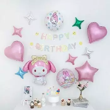 GAM Kuromi Cinnamoroll My Melody Sanrio Набор воздушных шаров для вечеринки по случаю дня рождения, 1 комплект, C. Набор фольгированных шаров My Melody, популярные корейские игрушки