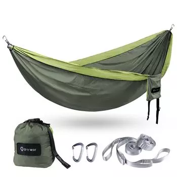 Гамак BTRWOR Легкий и портативный Изготовлен из нейлона 290 x 170 см Грузоподъемность 300 кг Безопасный Мягкий и быстросохнущий Поставляется с регулируемыми ремнями Легко