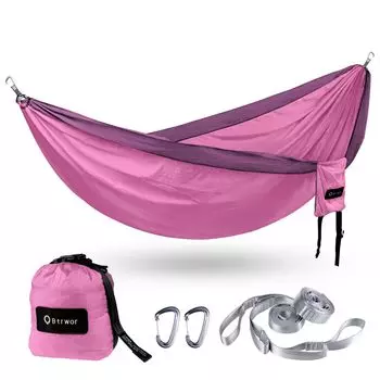 Гамак BTRWOR Легкий и портативный Изготовлен из нейлона 290 x 170 см Грузоподъемность 300 кг Безопасный Мягкий и быстросохнущий Поставляется с регулируемыми ремнями Легко