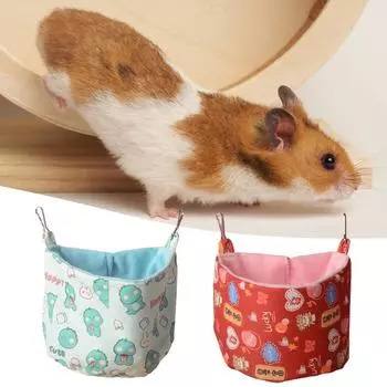 Гамак для хомяка Удобный милый узор для маленьких животных, хомяков, белок, хомяков, домик для сна, питомец, подвесное гнездо, товары для животных красный