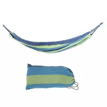 Гамак для кемпинга, сверхлегкий портативный гамак для путешествий на открытом воздухе с грузоподъемностью 250 кг, синий с цветной полосой Blue with Color Stripe