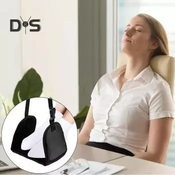 Гамак для ног в самолете, регулируемая длина платформы, основание для ног с пеной с эффектом памяти, офисный гамак для отдыха под столом, необходимые вещи для путешествий чёрный