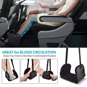 Гамак для ног в самолете с основанием с эффектом памяти, регулируемая подставка для ног из пенопласта, офисная подставка под стол чёрный