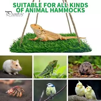 Гамак для рептилий с регулируемым тросом, искусственная подвесная кровать, коврик для качелей для маленьких домашних животных, платформа для скалолазания, игрушка для ящериц, бородатых агам, хамелеонов, хомяков Round